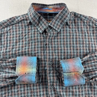 Camisa Luchiano Visconti Para Hombres L Gris Cuadros Puño Abatible Manga Larga Abotonada Preppy Foto 1 de 4
