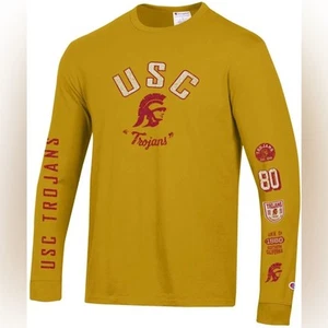 NWT Champion Men’s USC Trojans Gold Vintage Long Sleeve T-Shirt in size 2XL - Picture 1 of 7