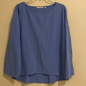Soft Surroundings Womens S Top 100% Cotton Blue Natural Fabric Summer Casual - Picture 1 of 9