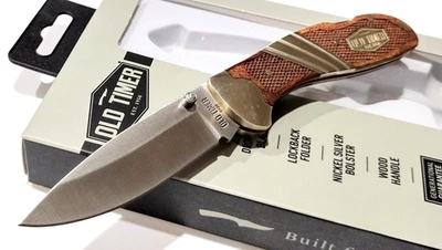 Cuchillo de bolsillo Schrade Old Timer madera a cuadros pelado caza 31OT EDC Foto 1 de 4