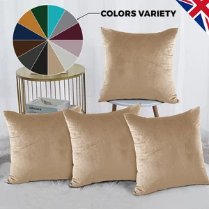Decorative Cushions Velvet Throw Cushion Covers Pack 2 or 4 Square Pillowcase UK - Picture 1 of 98