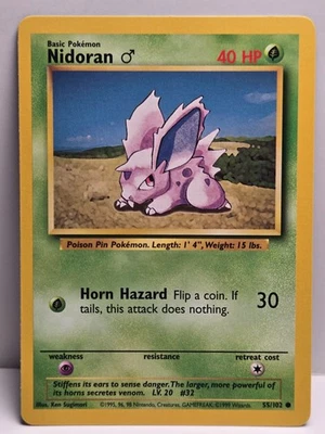 (1) Nidoran M 055/102 Base Set Regular - NM - US Seller - Image 1 of 2