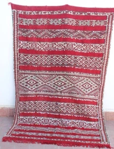 Vintage Moroccan Berber tribal Sequined Kilim 84.25in x 67.71in - Picture 1 of 5