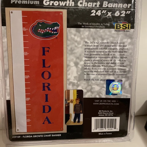 BSI Premium Wisconsin Growth Chart Banner 24" X 62" Florida Gators  Cloth Banner Cover