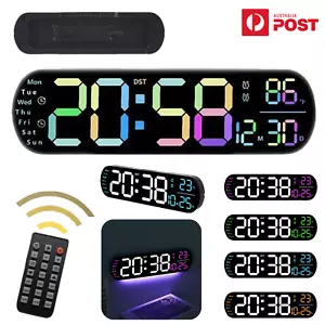Digital Wall Clock Alarm Remote Control Calendar Temperature Date Large Display - Picture 1 of 20