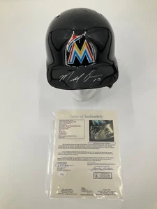 MARCELL OZUNA SIGNED MIAMI MARLINS GAME USED BASEBALL HELMET JSA LOA - Picture 1 of 8