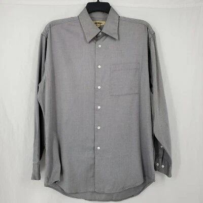 Camisa de vestir Bachrach con cuello abotonado gris para hombre 16 1/2 34/35  Foto 1 de 4