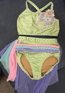 Custom Lyrical Dance Costume Unique , Rainbow , Colors Size 8-10 Child - Picture 1 of 14