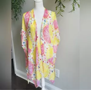 Women's One Size Lightweight Fun Print Kimono Cover Up Cardigans Duster - Picture 1 of 4