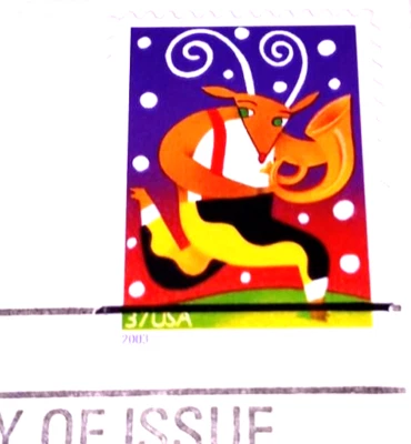 Christmas 2003 Holiday Music Makers  Reindeer with Horn  Gold Replicas - C BELOW - Image 1 of 4