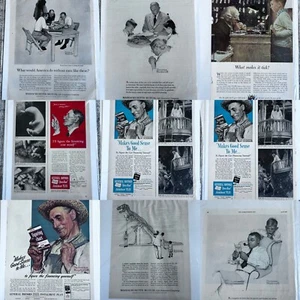 Norman Rockwell Vintage Ad Lot 10 Saturday Evening Post Color 1940 Ads T-Rex - Picture 1 of 11