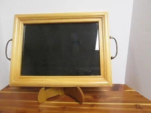 NNEW BOXED Natural Oak Finish Memory Tray 17"x13" With Metal Handles - Picture 1 of 4