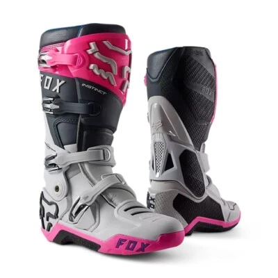 Nuevas botas Fox Racing para hombre adulto talla 10 MX Instinct 2.0 (gris/rosa) 24347-453 Foto 1 de 4