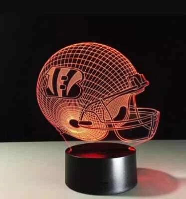 3D LED illusion Cincinnati Bengals Helmet USB 7Color Night Light Lamp Bedroom - Image 1 of 4