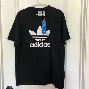 Adidas Herren Shirt M Schwarz Trefoil IA4815 Classic Activewear Freizeit Logo Neu mit Etikett - Bild 1 von 8