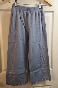 NWOT HANNA ANDERSSON SLATE BLUE RIBBED SPARKLE WIDE LEG PANTS 130 8 $50 - Picture 1 of 7