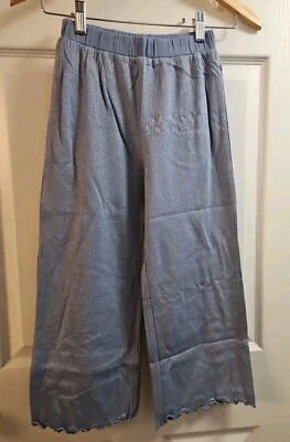 NWT HANNA ANDERSSON SLATE BLUE RIBBED SPARKLE WIDE LEG PANTS 130 8 $50 - Image 1 of 4