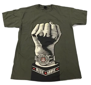 OBEY SHEPARD FAIREY RISE ABOVE FIST OLIVGRÜNES T-SHIRT GRÖSSE LARGE - Bild 1 von 5