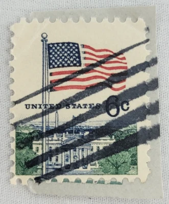 VINTAGE ~ U.S. Postage Stamp ~ White House & American Flag ~ 6¢ Stamp ~ Q12 - Image 1 of 4
