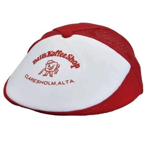 Tapa plana vintage Bills Koffee Shop Claresholm Alberta Snapback ajustable rojo - Imagen 1 de 9