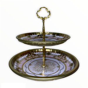 Charmed Floral 2 Tier Cake & Pastry Stand Server 10"x8.5";  Available in 3 style