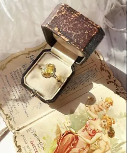 ANTIK • Viktorianischer 10k Gelbgold mit gelber Saphirpaste Steinring Gr. 7.25 - Bild 1 von 3