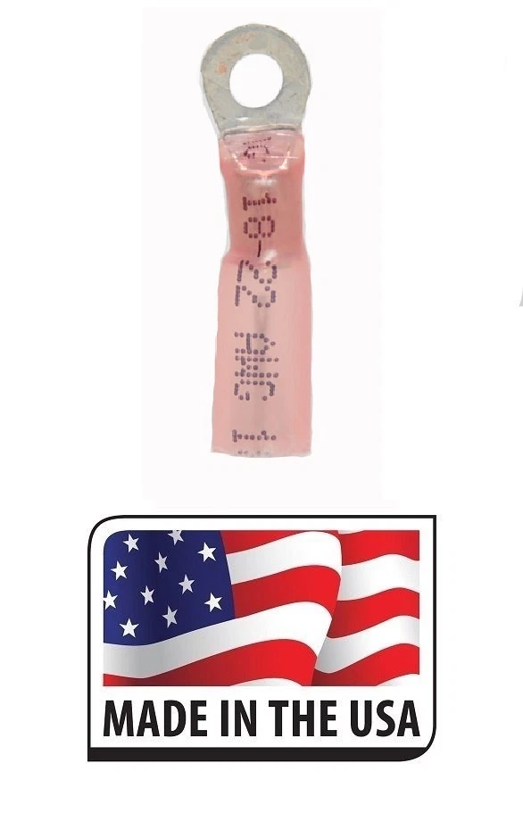 (25) 22-18 AWG 3M Red HEAT SHRINK RING TERMINAL #6 Marine Auto Made in USA 18-22 - Image 1 of 1