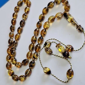 📿Amber Beads Rosary AMBER ROSARY Misbah Tasbih 45 Olive amber beads 21gram📿 - Picture 1 of 24