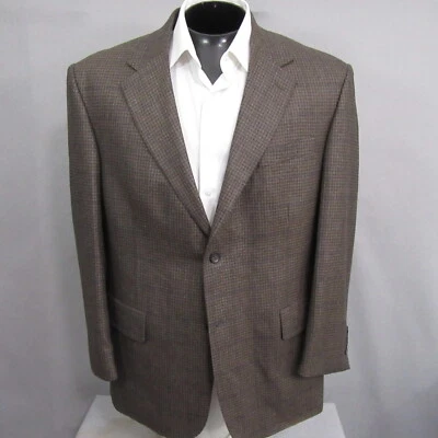 Oscar De La Renta 男式运动外套 44R 棕色羊毛羊绒西装外套 — 第 1/4 张图片