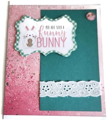 EASTER Holiday FUNNY BUNNY Greeting Card - Handmade A7 Size SALE - Image 1 of 2
