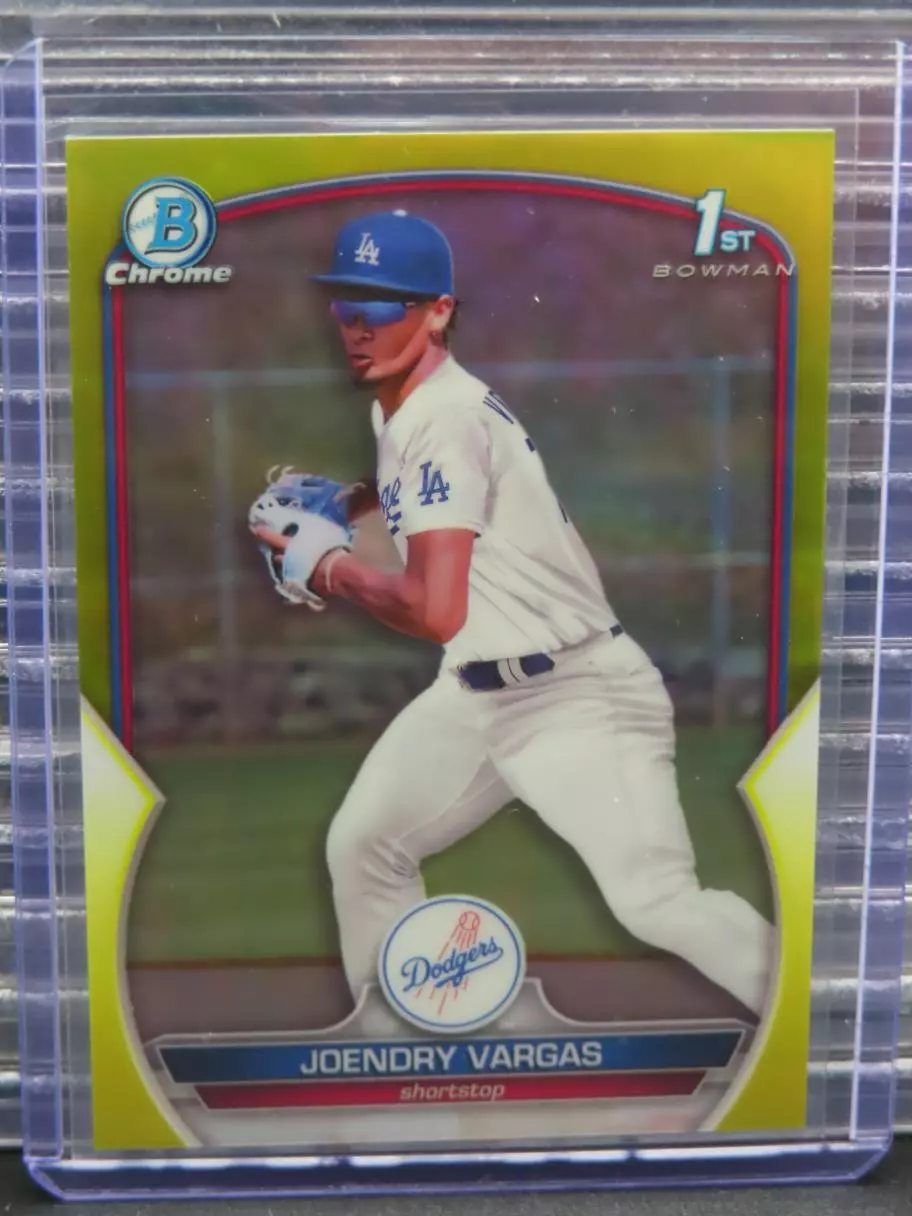 2023 Bowman Chrome Joendry Vargas 1st Prospect Yellow Refractor #01/75 Dodgers