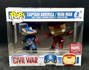Funko Civil War Capitán América y Iron Man Marvel Coll Corps paquete de 2 caja daños - Imagen 1 de 2