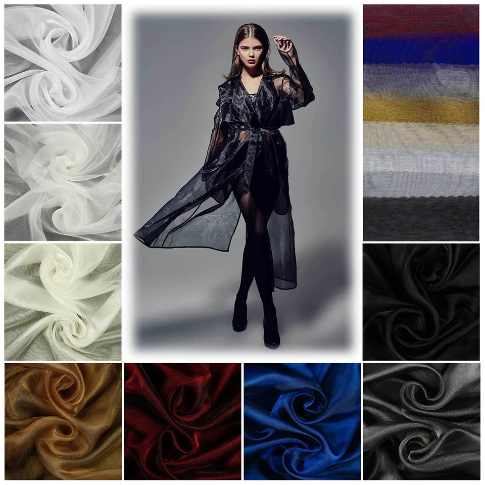 MADDMA Chrystal Organza Stoff Zuschnitt ab 1 x 1,4 m hauchzart fein transparent Farbwah