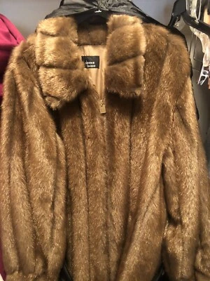 Dennis Basso Pelted Faux Mink Jacket Coat  Zip Front Large - Image 1 of 4