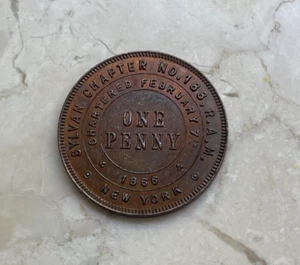 New York NY Sylvan Chapter No 188 Mason Masonic Penny Token - #11 - Picture 1 of 2