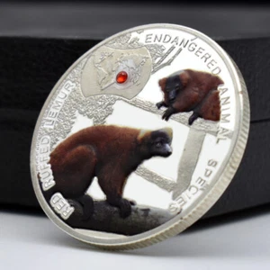 Endangered Animal Special Red Ruffed Lemur Silver Coin Zambia 1000 Kwacha Medal - Picture 1 of 12