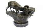 Handcrafted Art Decor Two Rams Fighting Bronze Sculpture Made by Lost Wax Gift