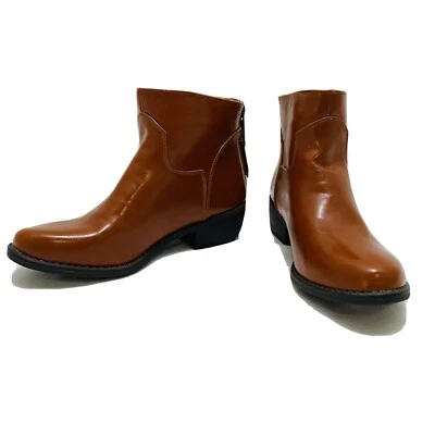 NUEVO CON ETIQUETAS Shiekh Tostado Marrón 1" Bloque Tacón Botines Cremallera EE. UU. Mujeres Talla 5.5 Botines Nuevos Foto 1 de 4