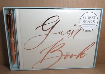 NEW Punch Studio GUEST BOOK 100 Lined Pages with Gold Pen Party Event SEALED BOX - Image 1 of 4