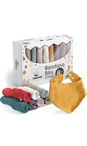 8 Pack Baby Bibs for Drooling and Teething, 100% Cotton Bandana Bibs, Adjustable - Picture 1 of 6