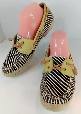 Sam Edelman Boat Shoes Size 9 M Sebastian Zebra Calf Hair Women’s Yellow Trim - Image 1 of 4