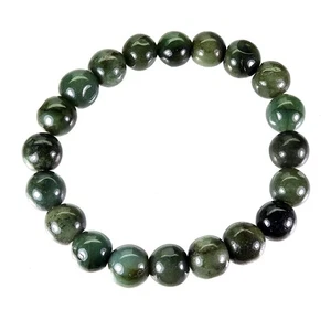 Elastic Bead Bracelet Jadeite Jade 11mm Handicraft Gemstone Jewelry 7.8inches - Picture 1 of 14