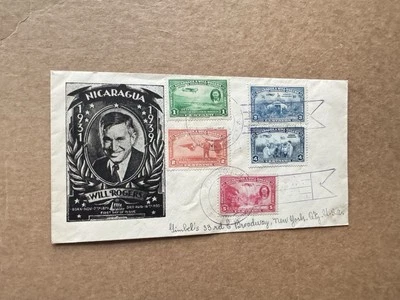 Nicaragua 1939 FDC +Will Rogers Flight Post Earthquake #C236-40 +Memorial Cachet - Image 1 of 2