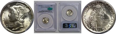 1931-D Mercury Dime   PCGS MS-64 FB  CAC - Image 1 of 3