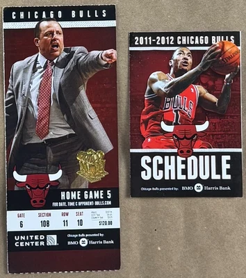 2011-12 Chicago Bulls Pocket Schedule & Ticket vs Raptors 1/14 Lockout Season - Image 1 of 4