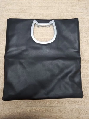 Gato Dama Caja Cartera Negra Recortada Mango de Gato Vegano sin Correa Bandolera Foto 1 de 4