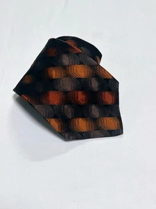 Bugatti Herren Krawatte 100 % importierte Seide 59 cm orange und schwarz Muster L: T3 - Bild 1 von 9