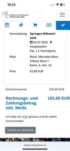 2 Karten CHIO 2.07.2025 Springreiten Incl. Parkplatz 80,00€ - Bild 1 von 1