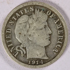 1914-D Barber Dime - F - Picture 1 of 2