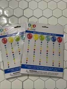 12 Balloons W/ Garland Tails 321 Party 12” Birthday Celebration Supplies Color - Picture 1 of 3